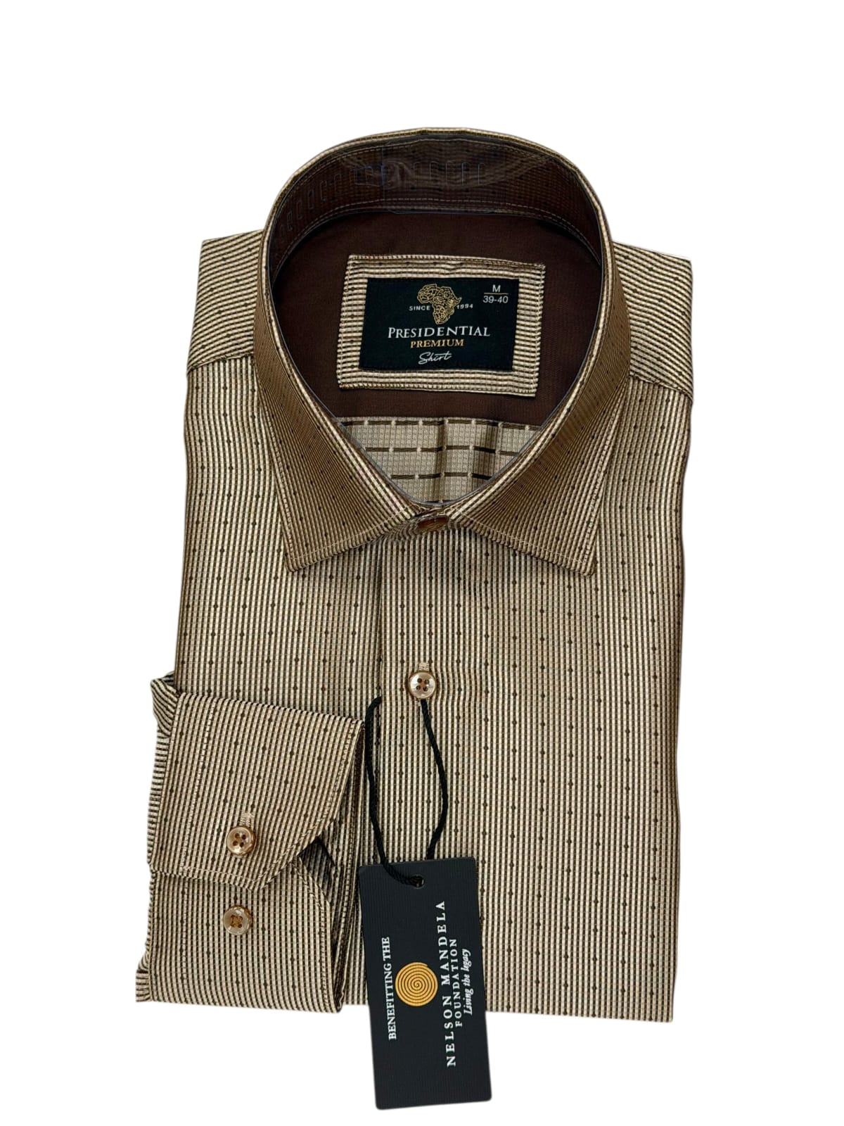 Presidential Premium Men's Gold Stripe Luxury Long-Sleeve Shirt